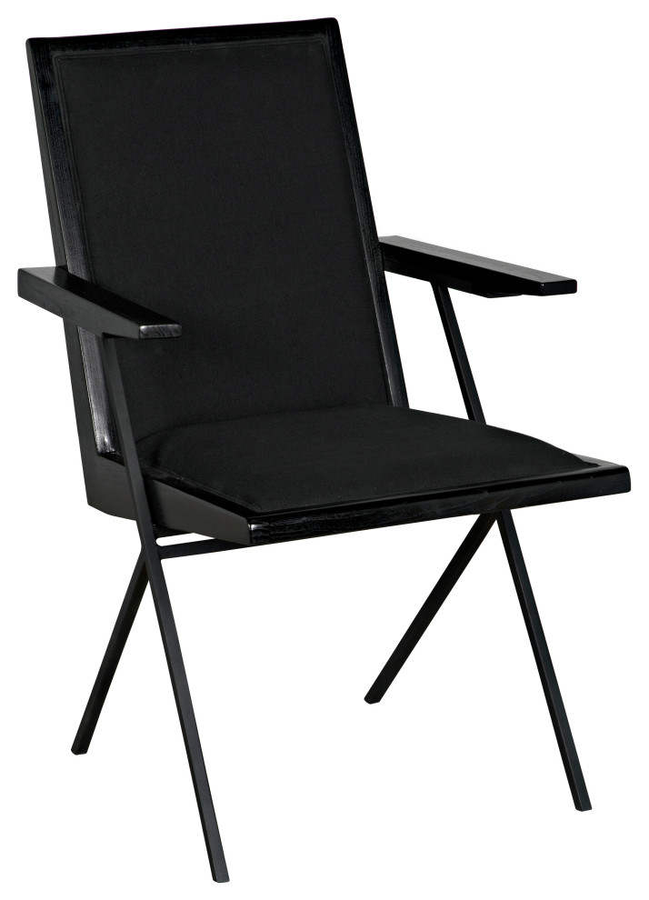 Henderson Dining Chair  Black Charcoal  Black Cotton Fabric  34 quotH   Midcentury   Dining Chairs   by Noir  Houzz