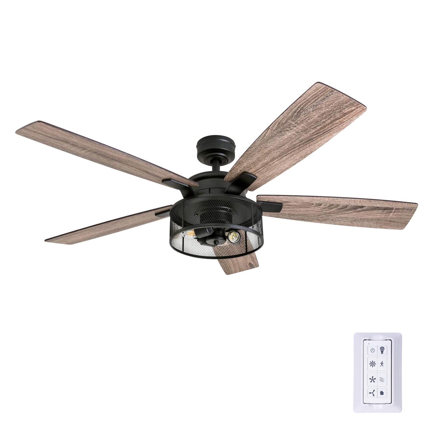 Honeywell Carnegie 52 Matte Black Ceiling Fan with Lights and Remote Control