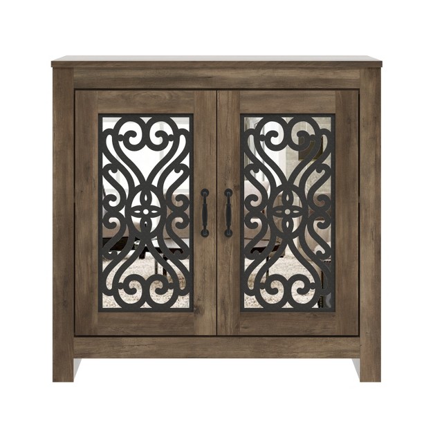 Galano Calidia 30 2 In H X 30 9 In W Knott Oak With Gray Stone 2 Doors Shoe Cabinet With Storage