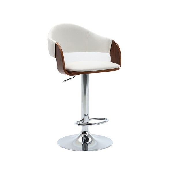 Porthos Home Emir Height Adjustable Bar Stool， PU Leather， Swivel Seat