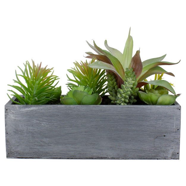 Artificial Mixed Succulent Plants In A Rectangular Planter