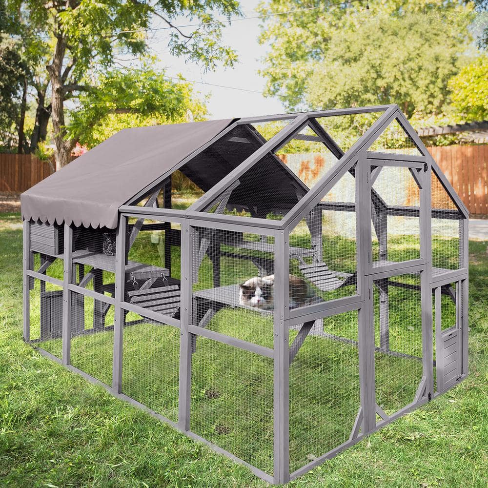 aivituvin Outdoor Cat Run : Large Cat Enclosure AIR52，💝 Last Day For Clearance only $59.99-