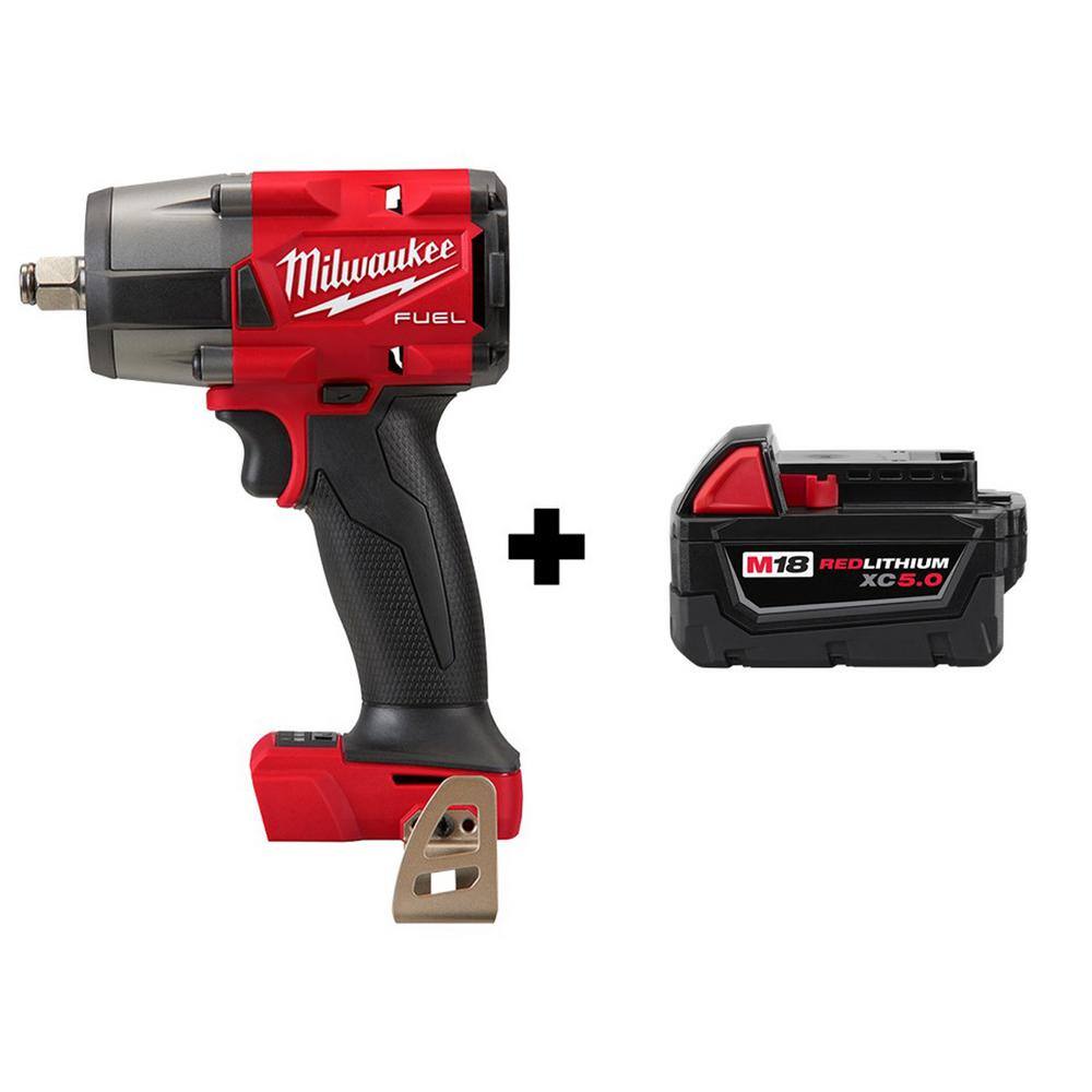 MW M18 FUEL Gen-2 18V Lithium-Ion Brushless Cordless Mid Torque 12 in. Impact Wrench with (1) 5.0 Ah Battery 2962-20-48-11-1850