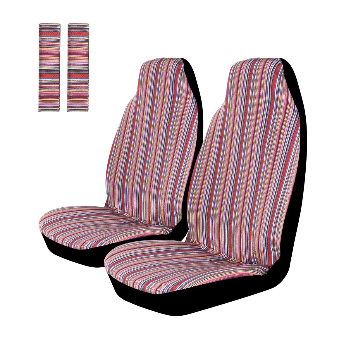 4pcs Blanket Front Seat Cover Light Purple Stripe Seat Protectors for Cars