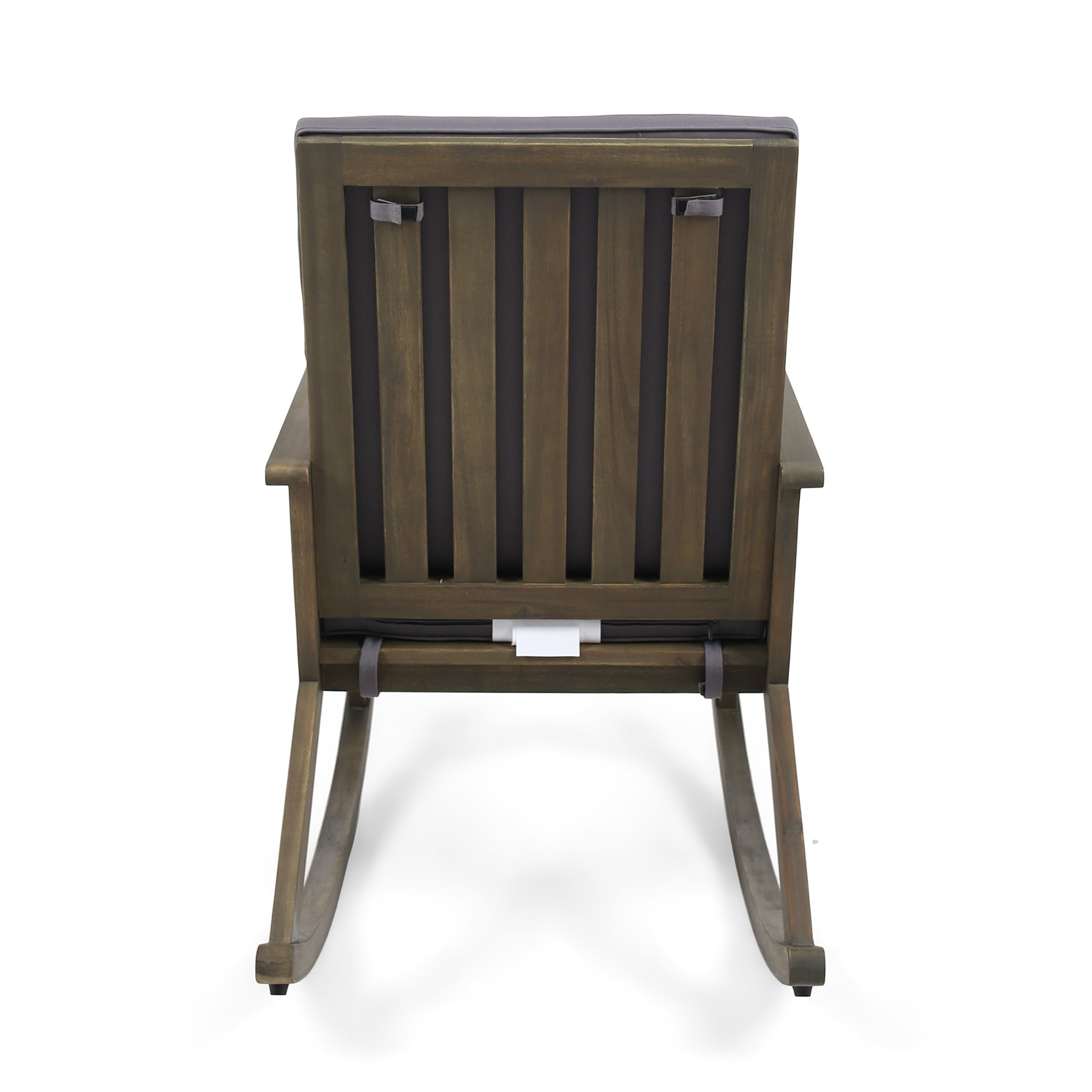 Outdoor Acacia Wood Rocking Chair with Cushion, Grey