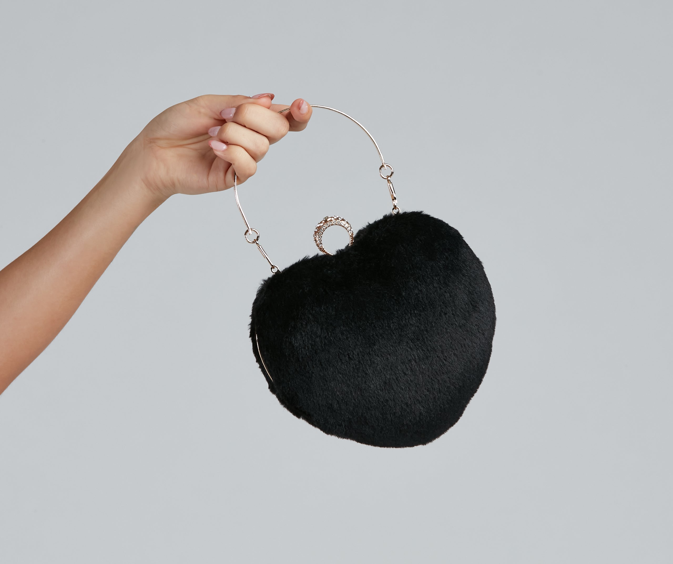 Heart Beat Faux Fur Ring Clutch