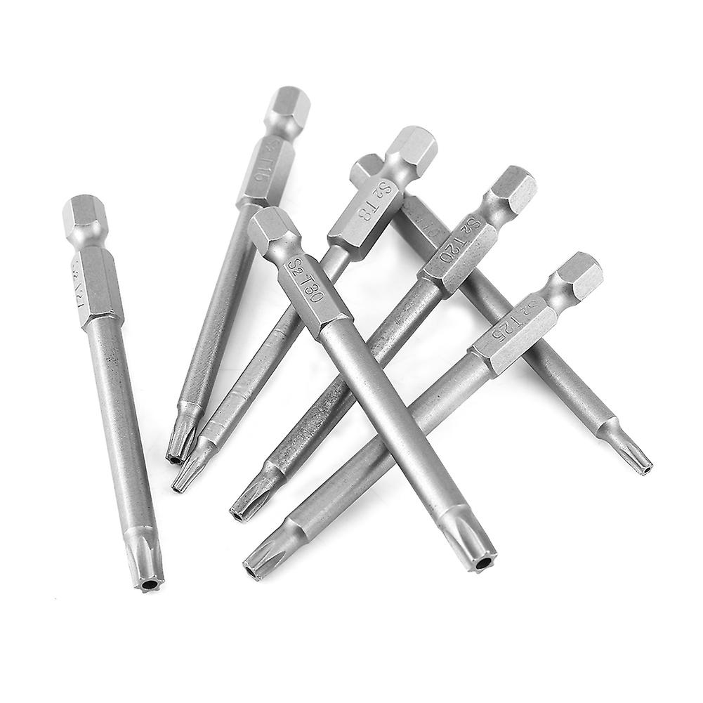 7pcs/set S2 Steel 75mm 1/4 Inch Hex Shank T 8-t30 Magnetic Security Star Screwdriver Bits