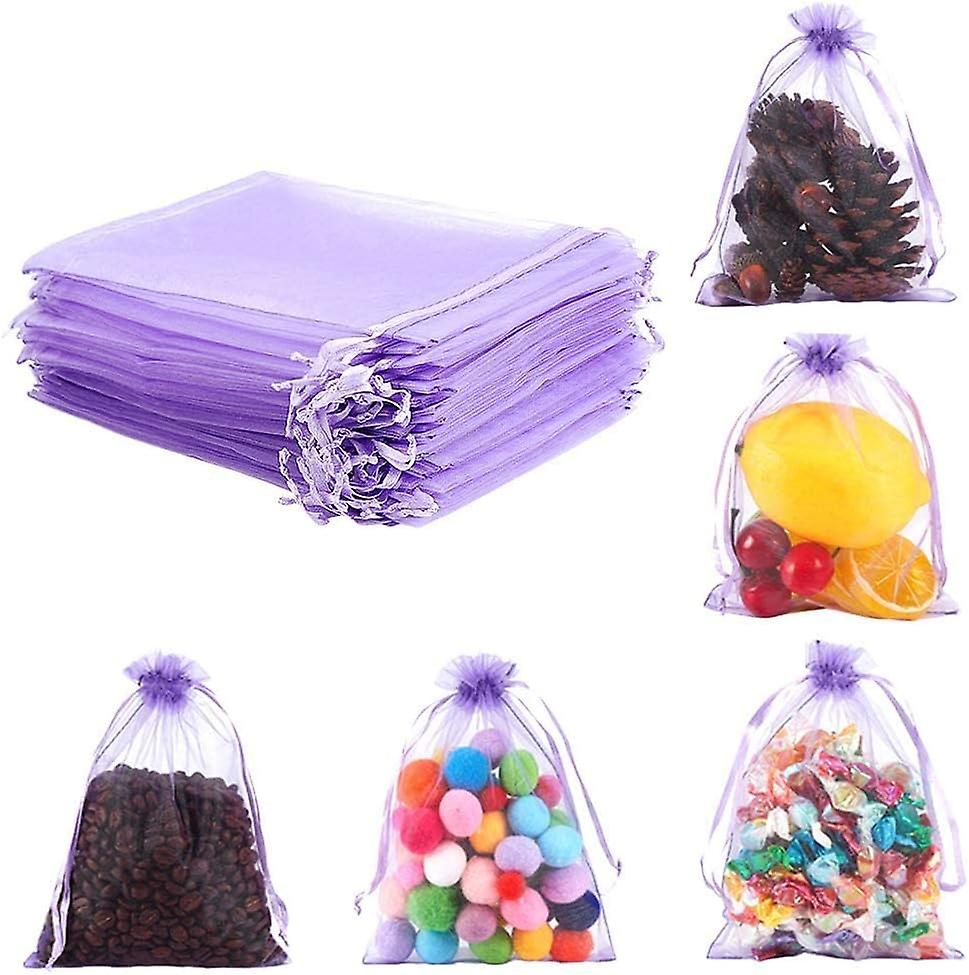 100pcs 5x7 Inch Mediumpurple Organza Drawstring Bags Party Wedding Favors Bag For Baby Shower， Birthday， Party， Christmas