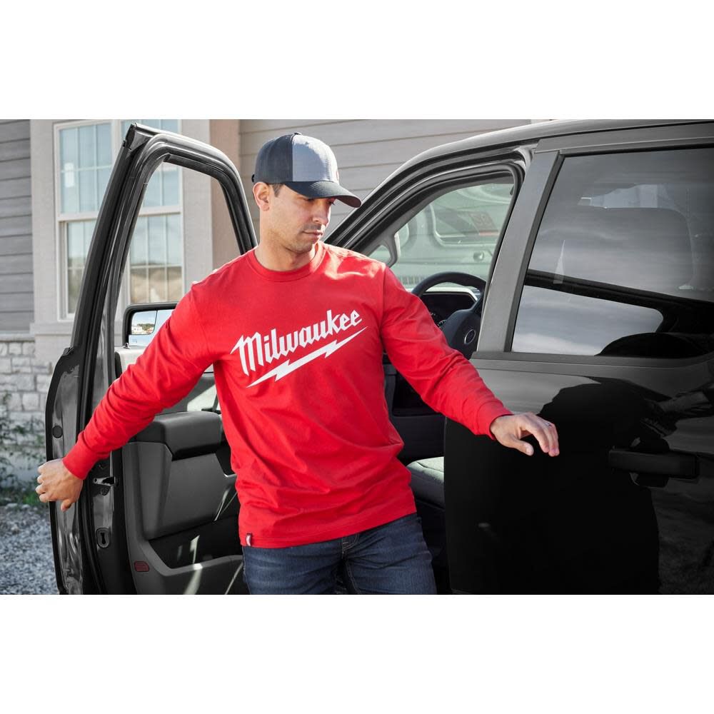 MW Heavy Duty T-Shirt Big Logo Long Sleeve Red 608RM910 from MW