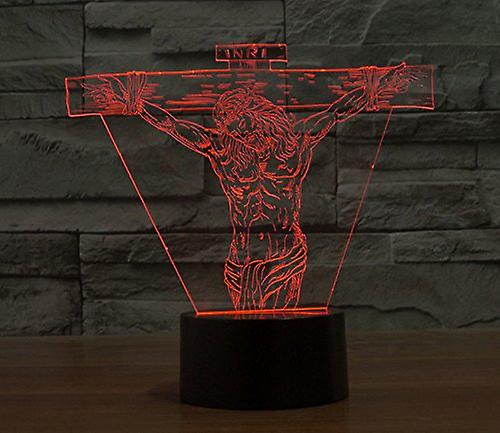 3d Christianity Jesus Suffering Night Light 7 Color Change Led Table Desk Lamp Acrylic Flat Abs Base Usb Charger Home Toy Brithday Xmas Kid Children G