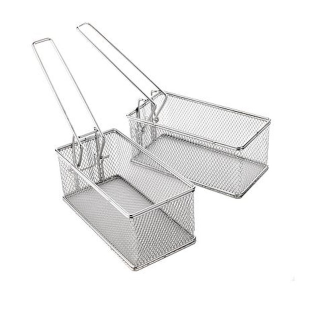 Curtis Stone 2 piece Stainless Steel Fry Basket Set Refurbished Silver