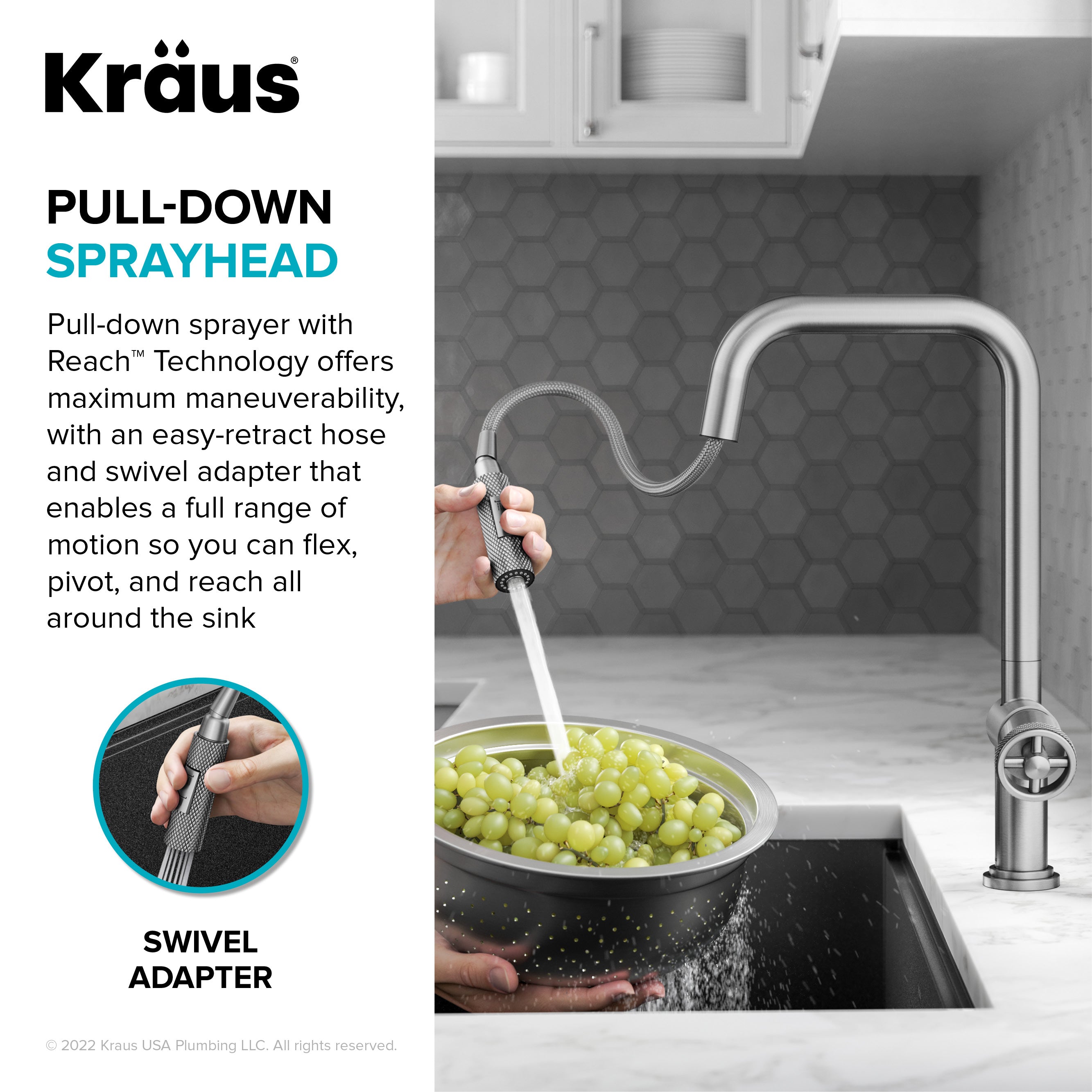 Kraus Urbix Industrial Pull-Down Single Handle Kitchen Faucet in Chrome