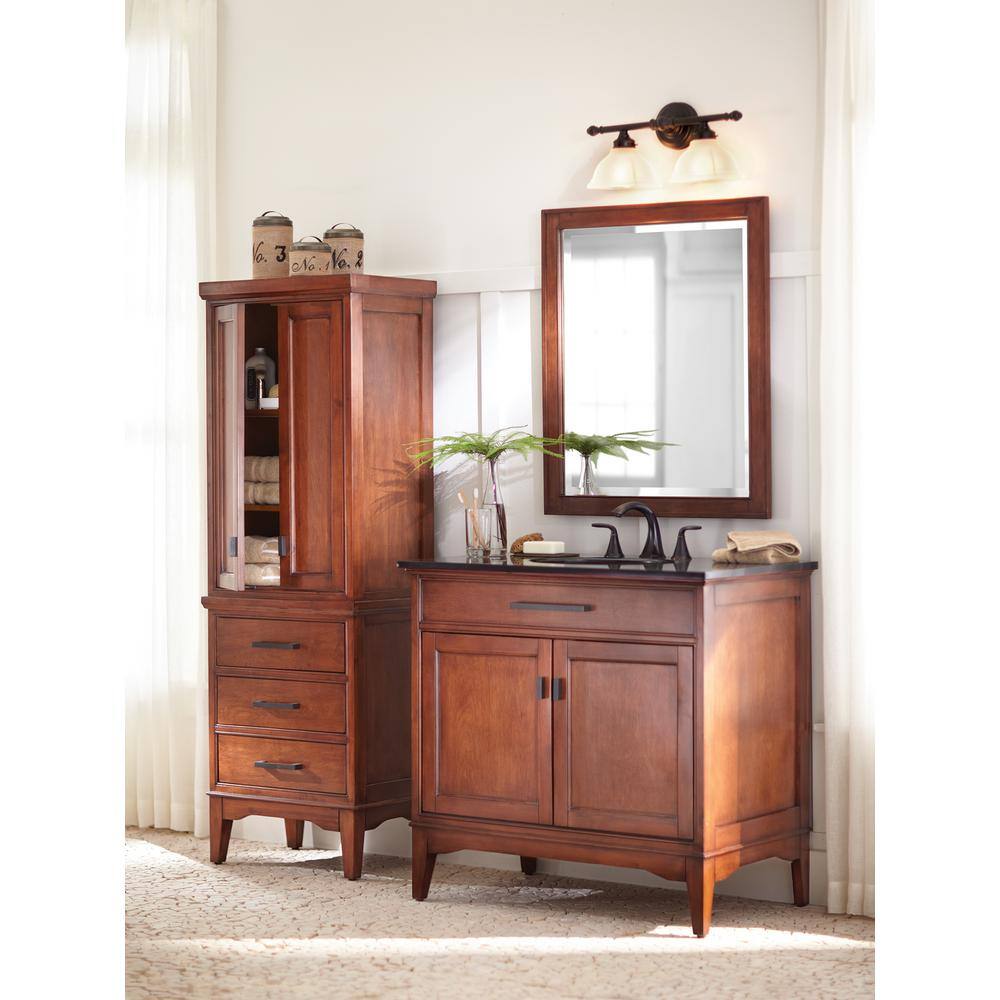 Home Decorators Collection Manor Grove 22 in. W x 15 in. D x 65 in. H Bathroom Linen Cabinet in Tobacco 2246200820