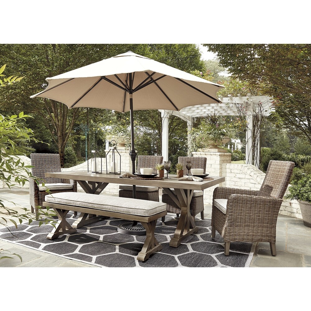 Signature Design by Ashley Beachcroft Beige 5 Piece Outdoor Dining Package   42\