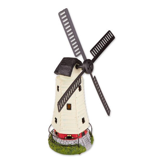 Polyresin Solar Windmill Lighthouse Sculpture Off white Zingz amp Thingz