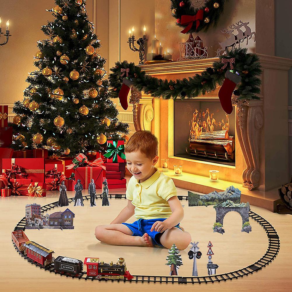 Electric Train Toy For Boys Girls With Smoke Lights Sound Railway Kits With Steam Locomotive Engine Christmas Gifts For 3 4 5 6 7 8 Year Old Kids