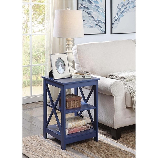 Copper Grove Cranesbill X-Base 3-Tier End Table with Shelves