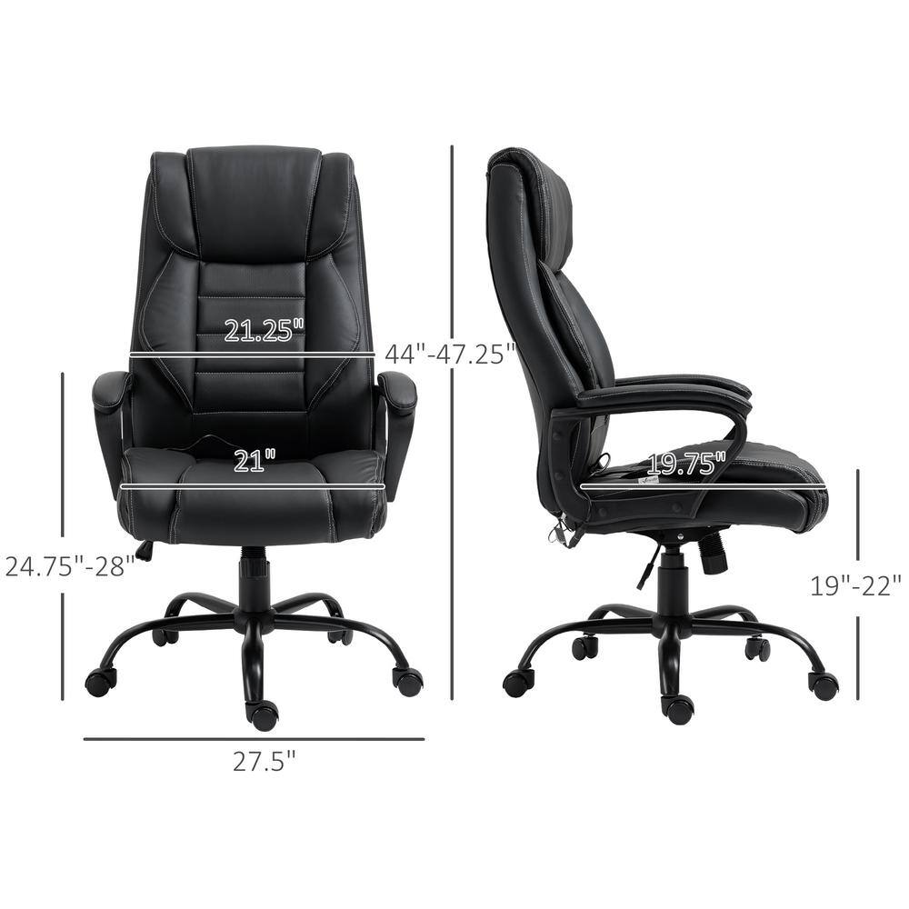 Vinsetto Ergonomic Black PU leather Seat Massage Executive Chair with Non-adjustable Arms 921-321V80