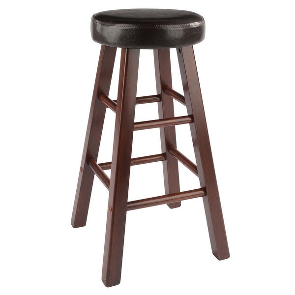 Maria Cushion Seat Counter Stool， 2-Pc Set， Espresso and Walnut