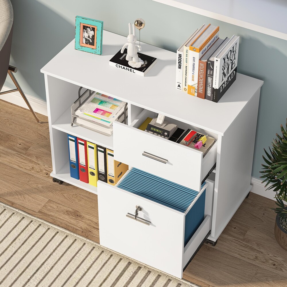 Mobile File Cabinet with Drawer and Lock  Letter Size