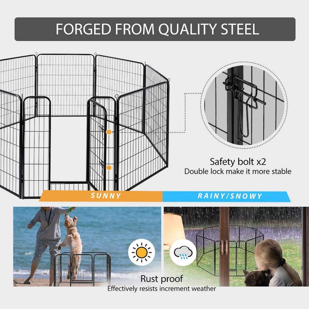 VIVOHOME Metal Foldable Wireless Pet Fence Playpen for Dogs (8-Pieces) X0029NDHBV