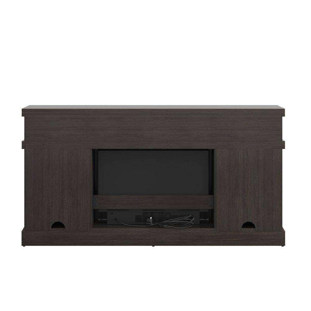 SCOTT LIVING MEYERSON 60 in. Freestanding Media Console Wooden Electric Fireplace in Cappuccino HDSLFP60L-2A