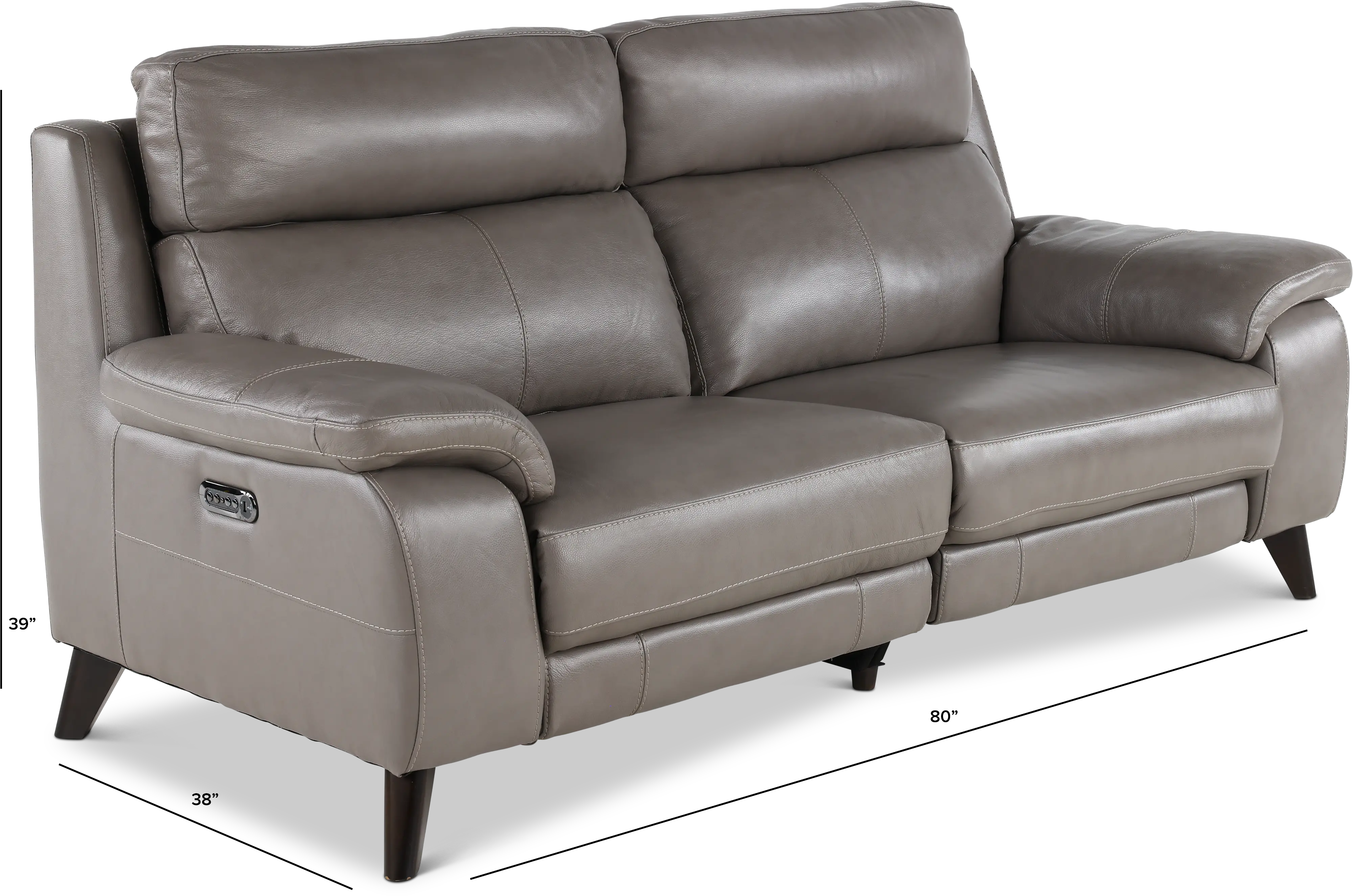 Venice Gray Leather-Match Power Reclining Loveseat