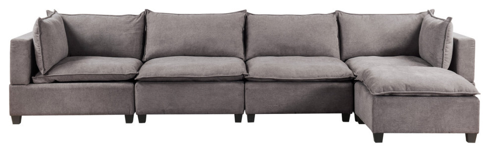 Madison Fabric Down Feather 5 Piece Modular Sectional Sofa Chaise   Transitional   Sectional Sofas   by Lilola Home  Houzz