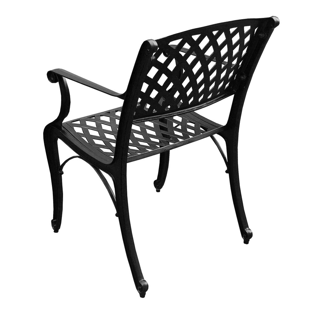 Outdoor Lattice 95 inch Bronze Oval Dining Set with Eight Arm Chairs