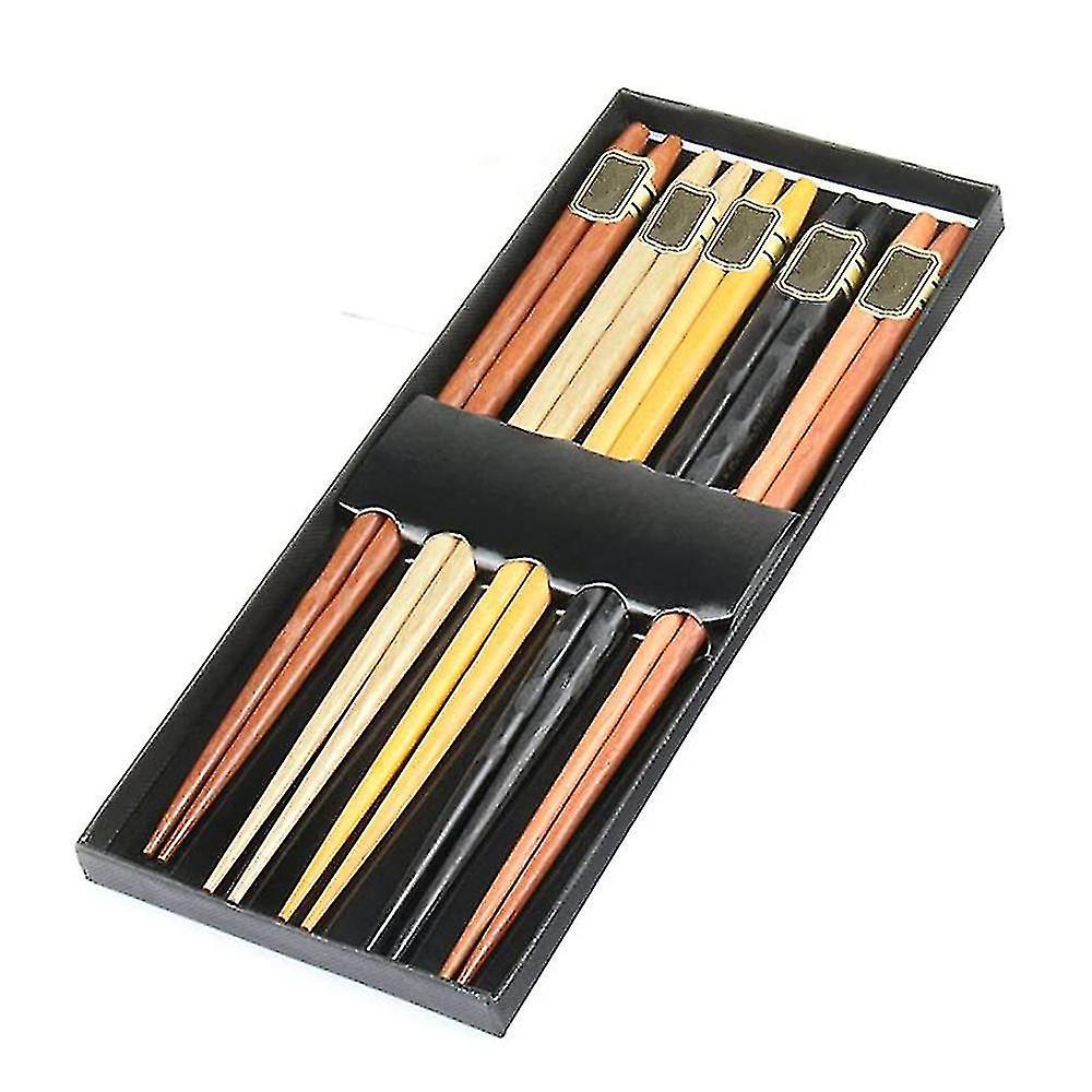 5 Pairs Natural Chopsticks Wood Reusable Chopsticks Tableware Set