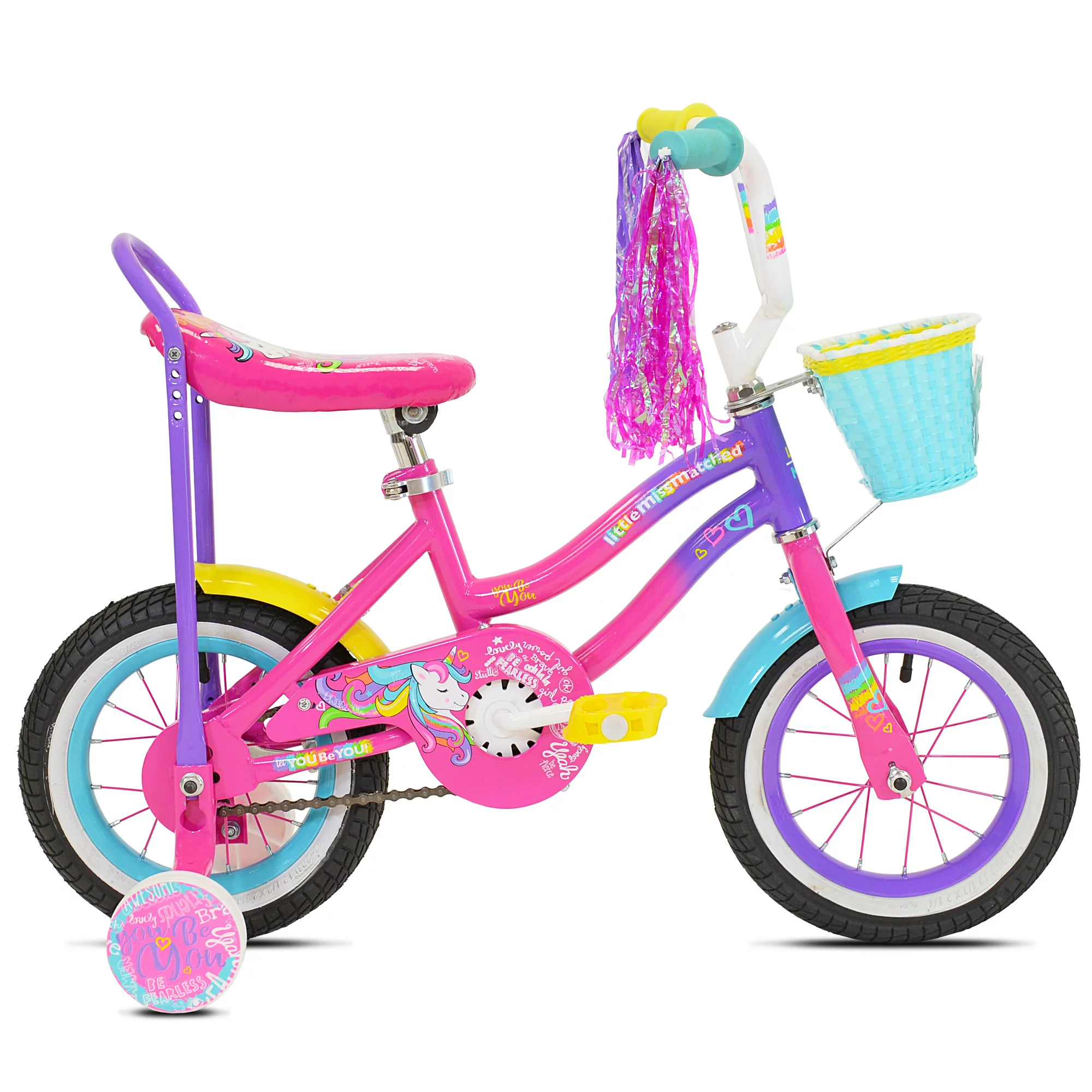 LittleMissMatched 12 In. Let You Be You Unicorn Bike， Pink and Purple