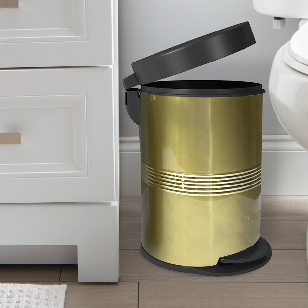 Stainless Steel Step Trash Can With Lid Gold Nu Steel