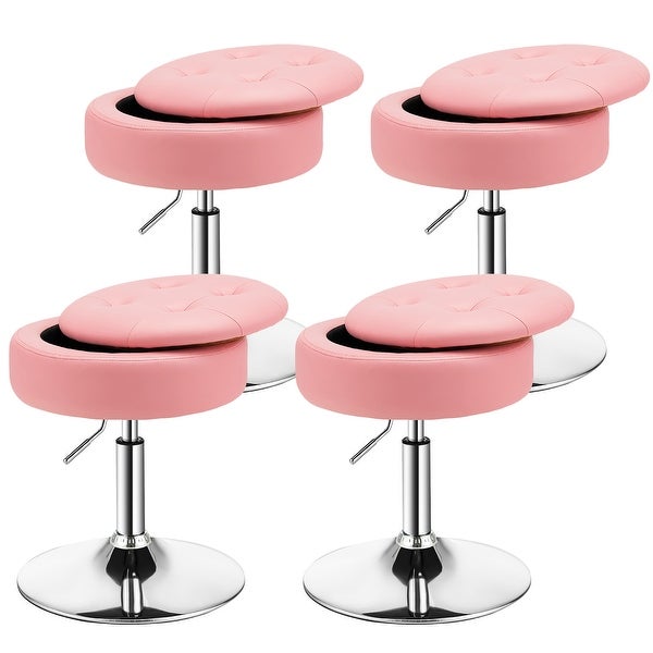 Costway Set of 4 Adjustable?Vanity Stool 360° Swivel Storage Makeup - See Details