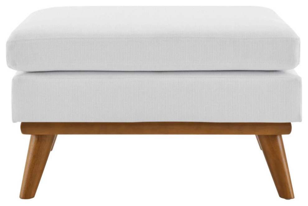 Giselle White Upholstered Fabric Ottoman   Midcentury   Footstools And Ottomans   by V.S.D Furniture  Houzz