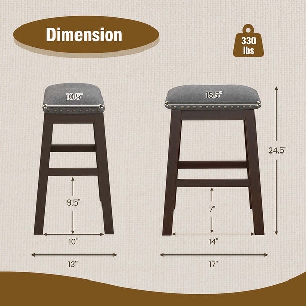 Costway Set of 2 Upholstered Saddle Bar Stools 24.5'' Dining Chairs - See Details