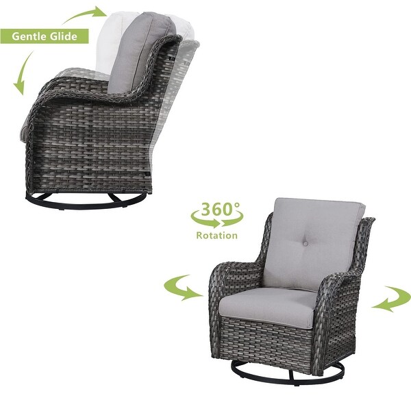 Pocassy 5Piece Outdoor Wicker Sofa Set with Swivel Chairs