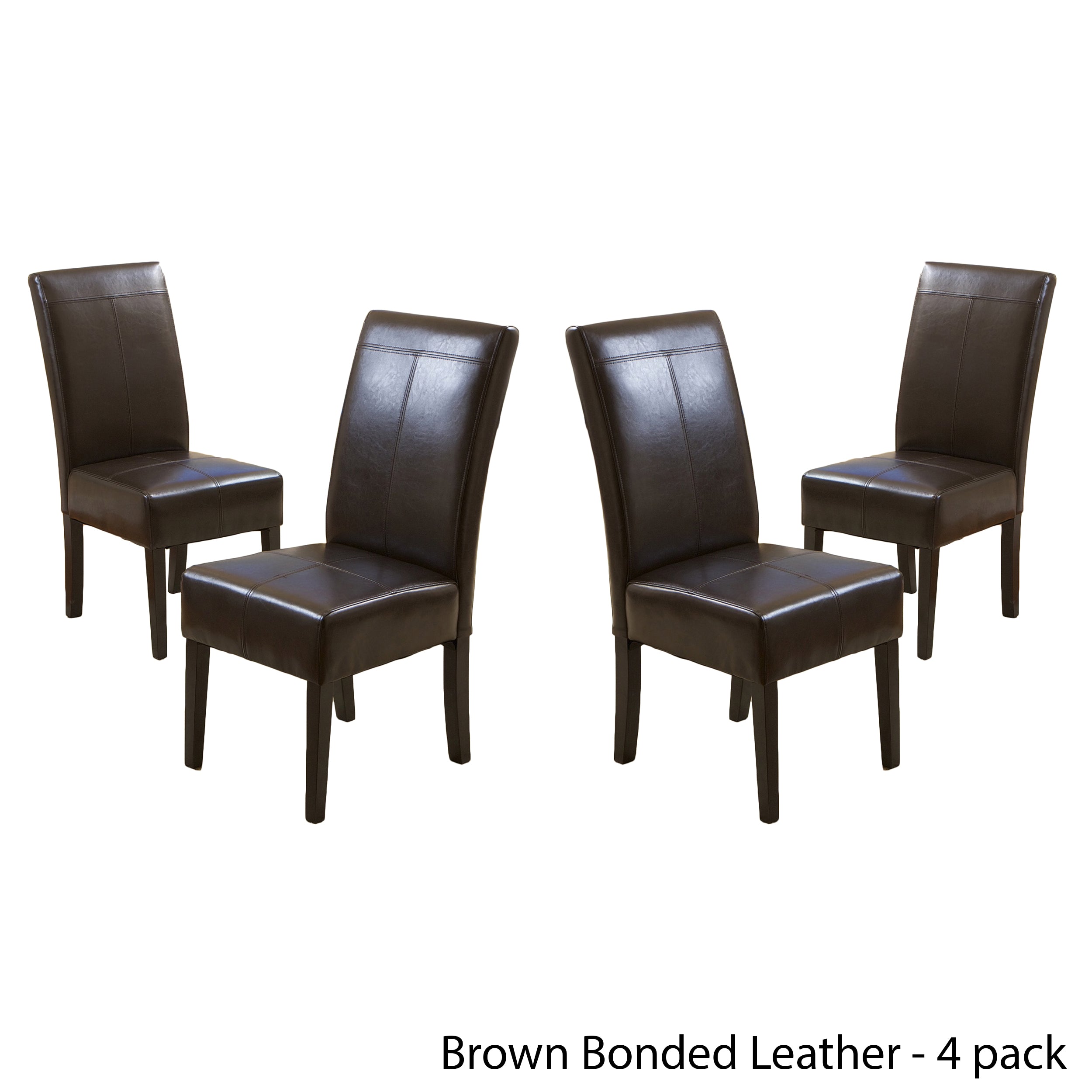 Percival T-stitched Chocolate Brown Leather Dining Chairs