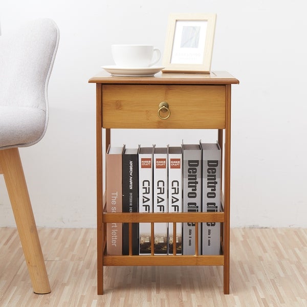 Solid Wood End Table With Storage