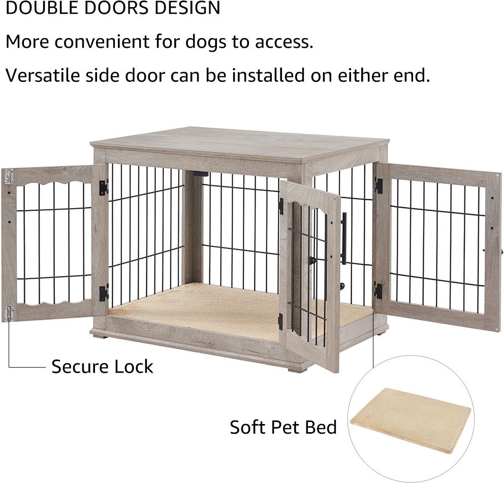 Unipaws Wooden Wire Furniture End Table Dog Crate