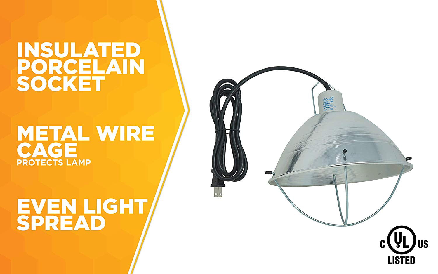 Woods 0165 Brooder Lamp with Bulb Guard，10.5 Inch Reflector and 6 Foot Cord (250 Watt， 18/2 SJTW)