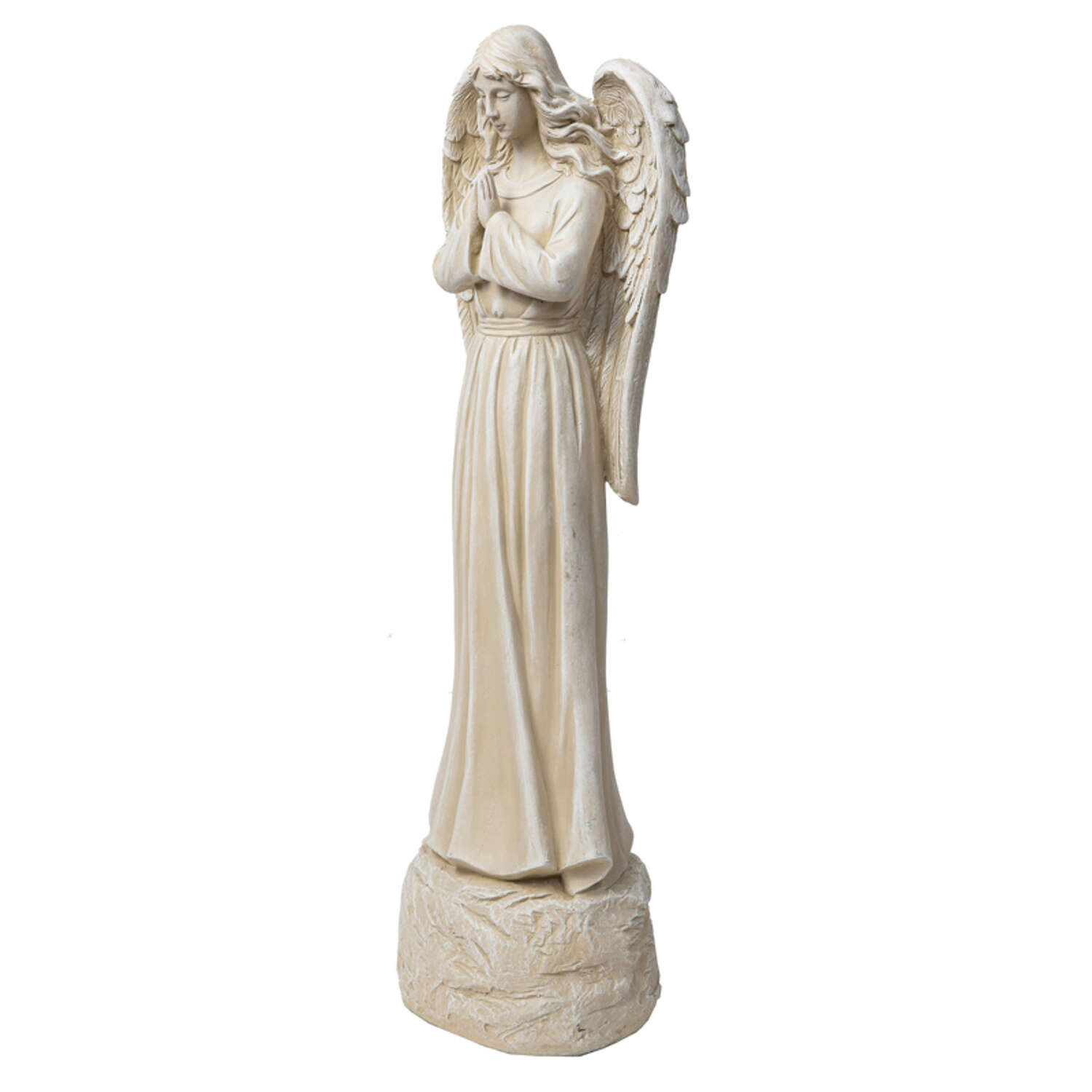 Infinity Cement White 26.38 in. Angel in Prayer Statue