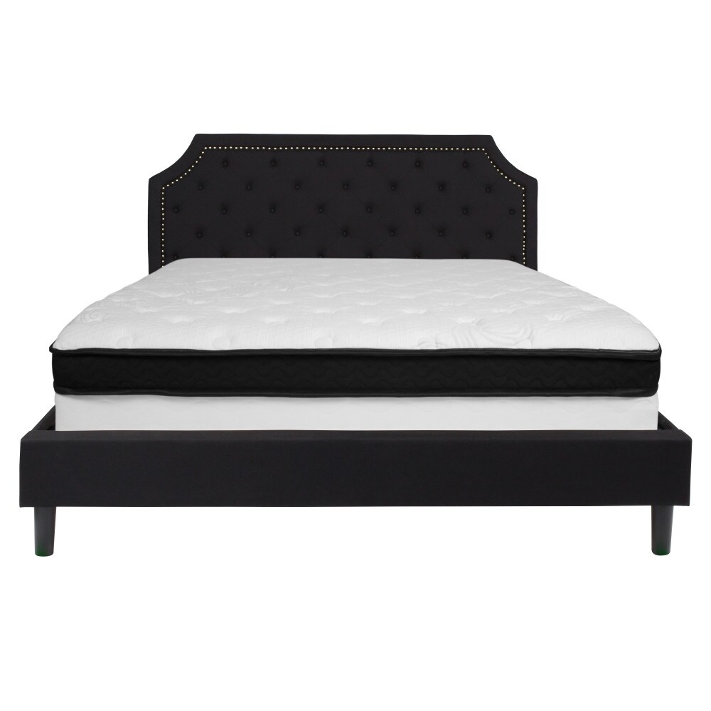 Arched Tufted Platform Bed and Memory Foam Pocket Spring Mattress