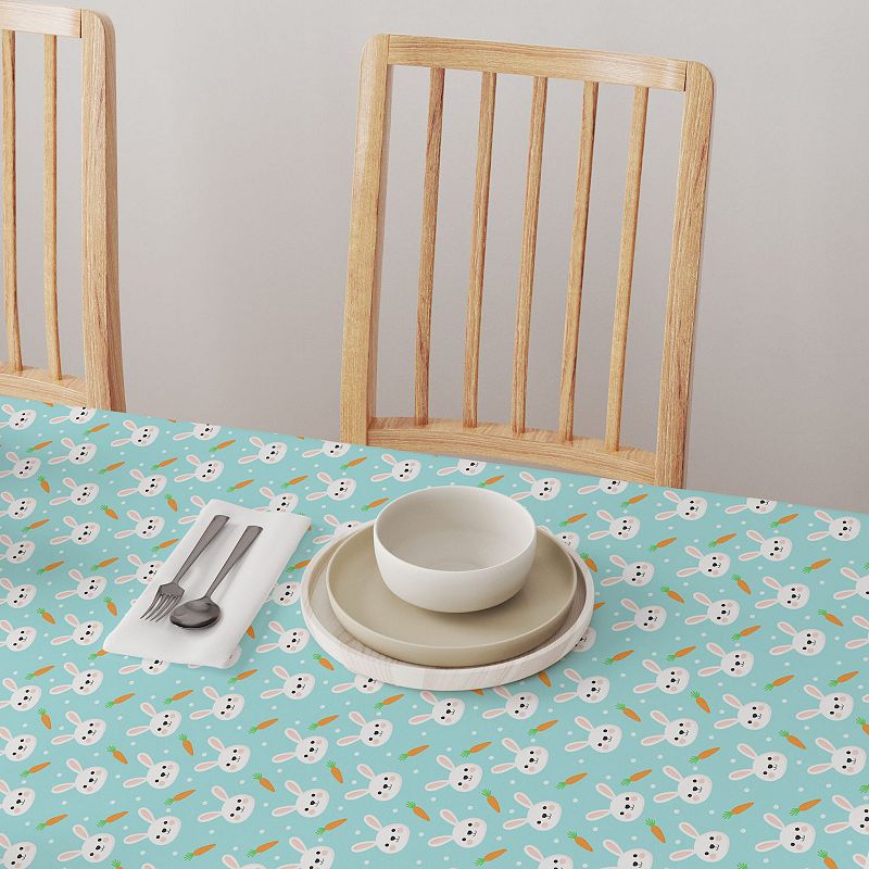 Square Tablecloth， 100% Polyester， 70x70， Easter Rabbits Celebration