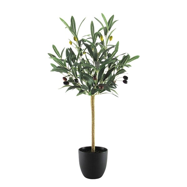 24in Petite Artificial Olive Tree in Black Pot