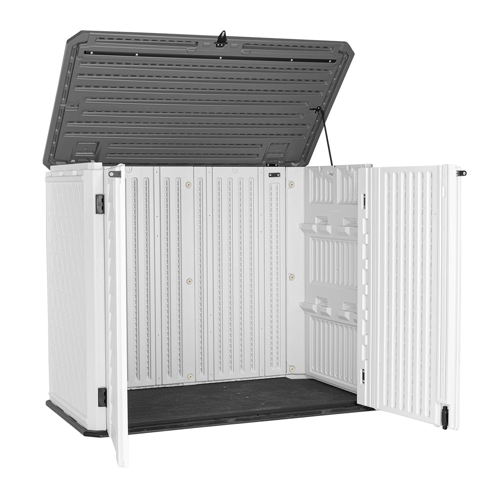 Ktaxon Storage Deck Box Courtyard Storage Box HDPE Plastic White 250 Gallon