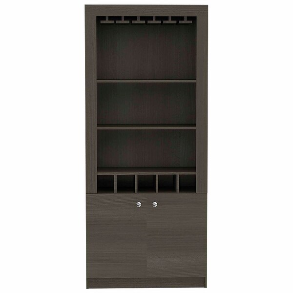 2-Door Bar Cabinet with 3 Shelves and 5 Cubbies