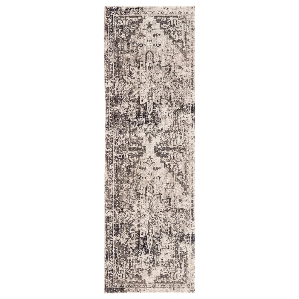 The Gray Barn Whitfield Grey and Ivory Medallion Runner Rug