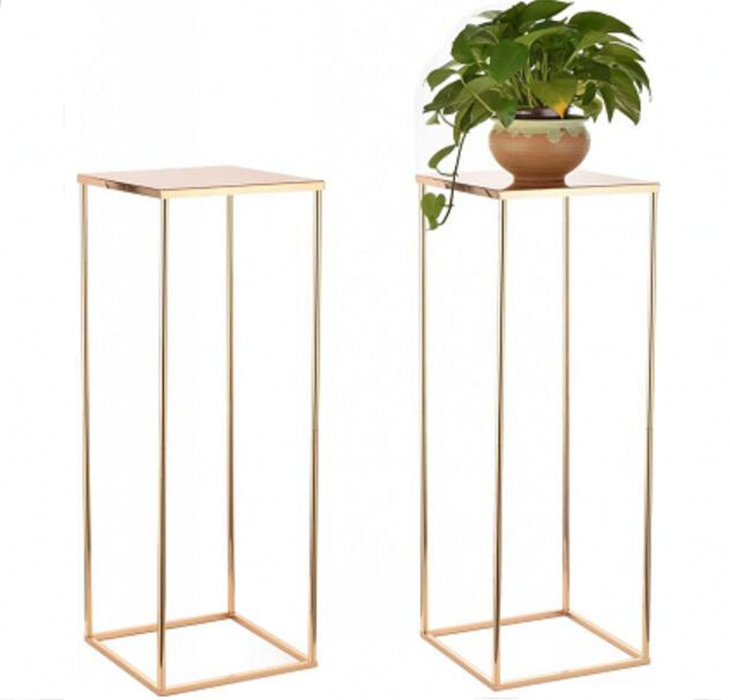 2pcs Metal Rectangle Plant Pot Support 31.5" High Gold Flower Rack Wedding Table Centerpieces