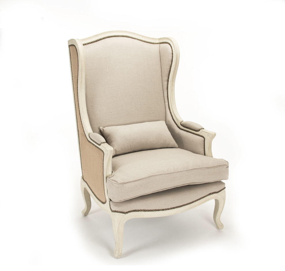 Leon Chair  Natural Linen  Burlap   French Country   Armchairs And Accent Chairs   by Zentique  Inc.  Houzz