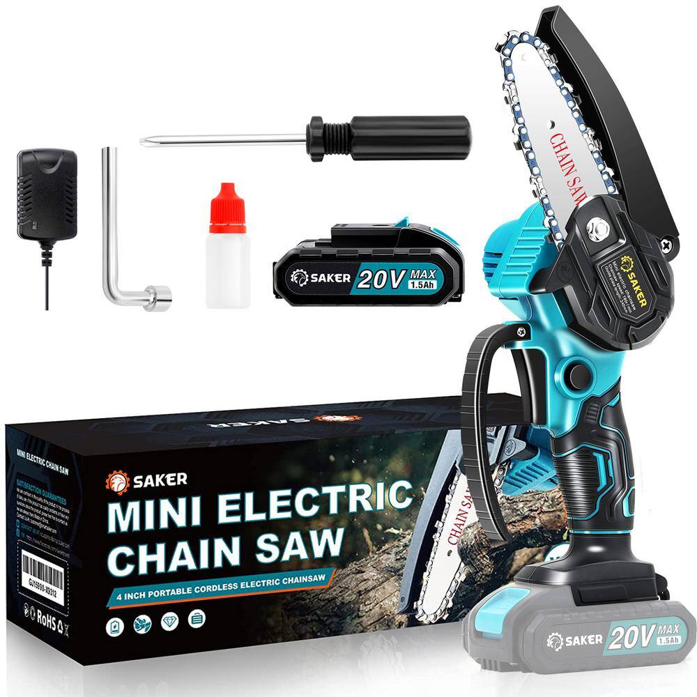 Saker 20V 4 in. Cordless Mini Chainsaw Including 1 Batteries GJ15990-X9312